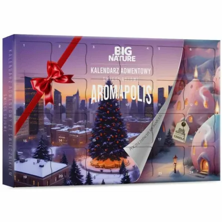 Kalendarz Adwentowy ze Świeczkami Sojowymi+ Świecznik AROMAPOLIS 240 g - Big Nature