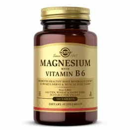 Magnesium + B6 (Magnez z Witaminą B6) 100 Tabletek - Solgar