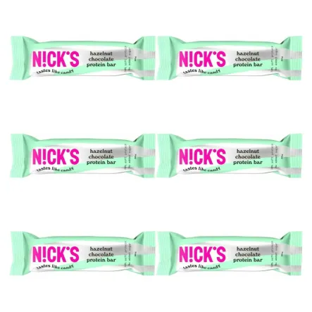 6 x Baton Proteinowy z Kremem z Orzechów Laskowych w Mlecznej Czekoladzie 50 g - Nicks