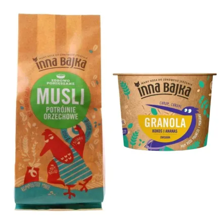 Musli Potrójnie Orzechowe 250 g - Inna Bajka + Granola Kokos i Ananas 65 g - Inna Bajka