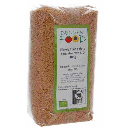 Siemię Lniane Złote Bezglutenowe Bio 900 g - Denver