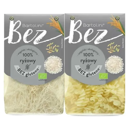 Makaron Ryżowy Krajanka Bezglutenowy BIO 250 g + Makaron Ryżowy Świderki Bezglutenowy Bio 250 g - Bartolini