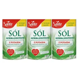 3 x Sól Morska Jodowana z Potasem Niskosodowa Drobnoziarnista 350 g - Sante
