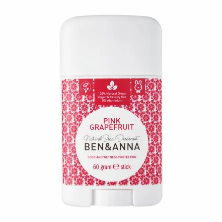 Dezodorant w Sztyfcie na Bazie Sody Pink Grapefruit 60 g -  Ben&Anna
