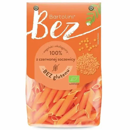 Makaron z Czerwonej Soczewicy Penne Bezglutenowy BIO 250 g - Bartolini