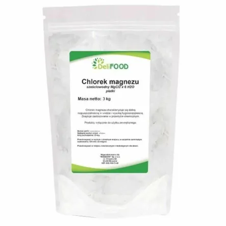 Chlorek Magnezu Sześciowodny Płatki 3 kg - DeliFood