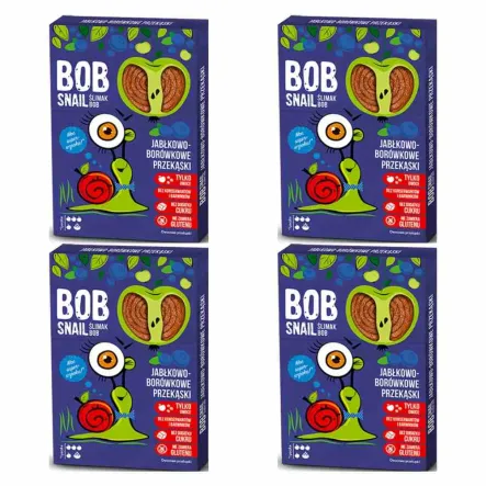 4 x Przekąska Jabłkowo - Borówkowa z Owoców Bez Dodatku Cukru 60 g - Bob Snail