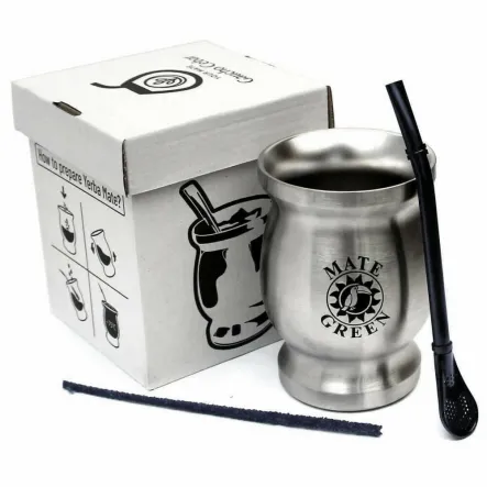 Zestaw od Gaucho Cebar: TermoMate Silver 230 ml +Bombilla La Mulata +Czyścik - Wyprzedaż