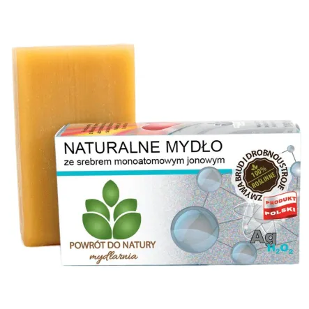 Roślinne Naturalne Mydło ze Srebrem z Wodą Utlenioną 100 g - Mydlarnia Powrót do Natury