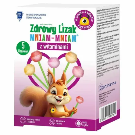 Zdrowy Lizak Mniam Mniam z Witaminami Z TATUAŻAMI 30 g  (4+1 sztuk) - Starpharma