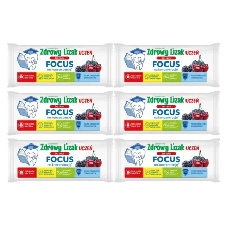 6 x Zdrowy Lizak UCZEŃ FOCUS o Smaku Jagody z Wiśnią 6 g - Starpharma