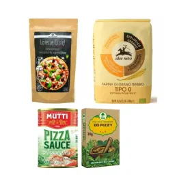 Podlaska Przyprawa do Pizzy 30 g - Dary Natury + Mąka Pszenna Bio Typ 0 Mąka Włoska do Pizzy 1 Kg Alce Nero + Mieszanka do Wypieku Pizzy Bezglutenowa 250 g - Pięć Przemian + Sos Pomidorowy do Pizzy z Ziołami 400 g - MUTTI
