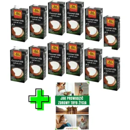 Mleczko Kokosowe UHT 12 x 1 L 85% ekstrakt - Real Thai - Mleko Kokosowe  + ePoradnik: Jak Prowadzić Zdrowy Tryb Życia