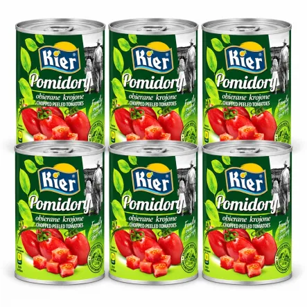 6 x Pomidory Obierane Krojone 400 g - Kier