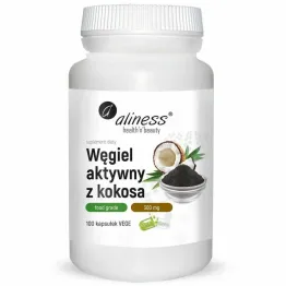 Węgiel Aktywny z Kokosa 300 mg 100 Kapsułek Vege - Aliness