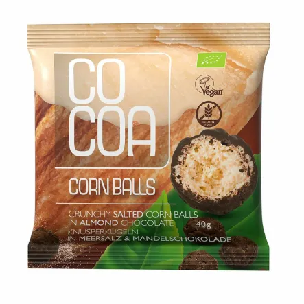 Chrupki Kukurydziane w Czekoladzie Migdałowej Delikatnie Solone Bezglutenowe Bio 40 g - Cocoa 