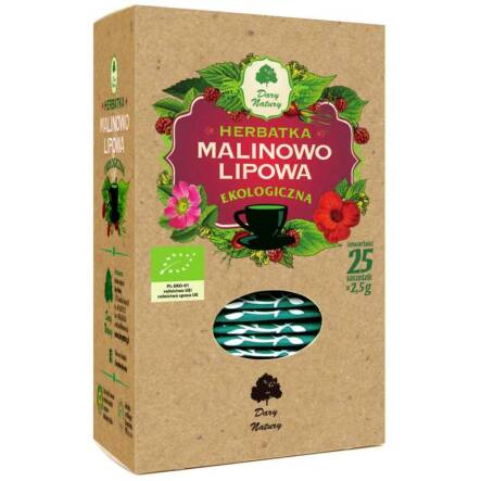Ekologiczna Herbatka Malinowo - Lipowa 62,5 g (25 x 2,5 g) - Dary Natury