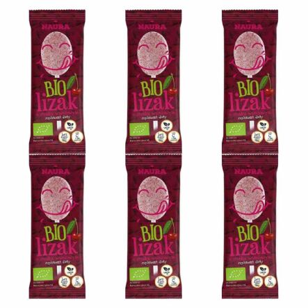 6 x Lizak Pudrowy o Smaku Wiśniowym BIO 6 g - Naura