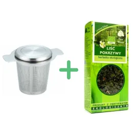 Zaparzacz do Herbaty z Przykrywką King Hoff - także dobry do yerba mate! + Liść Pokrzywy Herbatka Eko 25 g - Dary Natury
