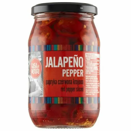 Papryka Jalapeno Czerwona Krojona 340 g (200 g) - Casa de Mexico