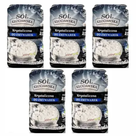 5 x Sól Kłodawska Krystaliczna do Zmywarki 1 kg - Kopalnia Soli Kłodawa