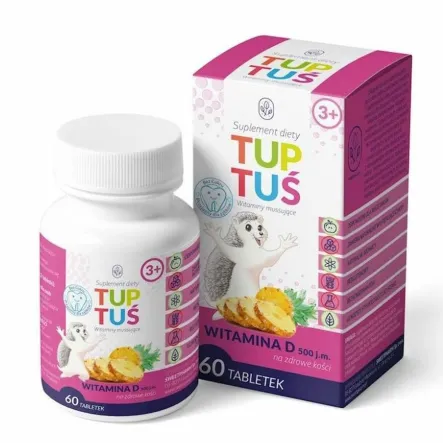 Witamina D 500 j.m. o Smaku Ananasowym 60 Tabletek - Tuptuś