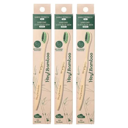 3 x Szczoteczka Do Zębów Bambusowa Miękka SOFT 1 Sztuka - Hey!Bamboo