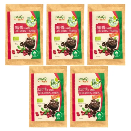 5 x Budyń o Smaku Czekoladowym z Żurawiną Bio 40 g - Vitally Food