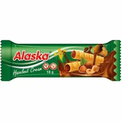 Rurki Kukurydziane Nadziewane Kremem o Smaku Orzechowym Bezglutenowe 18 g - Alaska