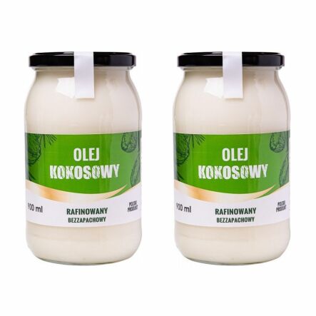 Zestaw 2 x Olej Kokosowy Rafinowany Bezzapachowy 900 ml Novitum