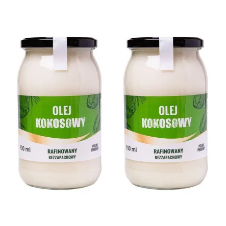 Zestaw 2 x Olej Kokosowy Rafinowany Bezzapachowy 900 ml Novitum