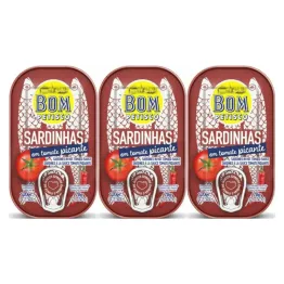 3 x Sardynki Portugalskie w Pikantnym Sosie Pomidorowym 120 g (78 g) - Bom Petisco