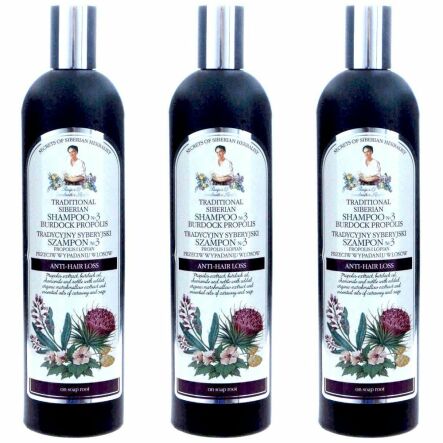 3 x Szampon No 3 Na Łopianowym Propolisie Przeciw Wypadaniu Włosów 550 ml - Agafji