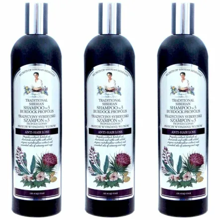3 x Szampon No 3 Na Łopianowym Propolisie Przeciw Wypadaniu Włosów 550 ml - Agafji