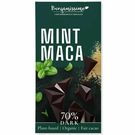Czekolada Gorzka Maca - Mięta Pieprzowa Bezglutenowa Bio 60 g - Benjamissimo