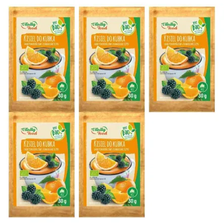 5 x Kisiel do Kubka Smak Pomarańczowy z Kawałkami Jeżyn BIO 30 g - Vitally Food