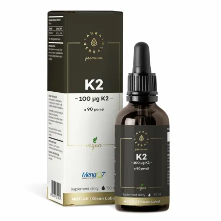 Witamina K2 100 mcg PREMIUM Vegan MenaQ7® Krople 50 ml - Aura Herbals - Wyprzedaż