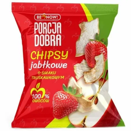 Chipsy Jabłkowe o Smaku Truskawkowym 18 g - Porcja Dobra