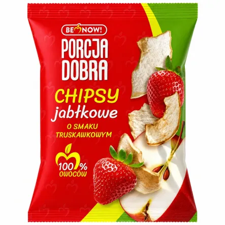 Chipsy Jabłkowe o Smaku Truskawkowym 18 g - Porcja Dobra