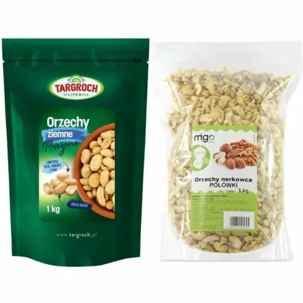 Zestaw Orzechy Ziemne Prażone 1 kg - Targroch + Orzechy Nerkowca Połówki 1 kg - MIGOgroup