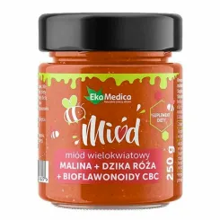 Miód Wielokwiatowy Malina, Dzika Róża, Bioflawonoidy CBC 250 g - EkaMedica