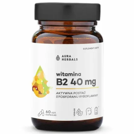 Witamina B2 40 mg 60 Kapsułek - Aura Herbals
