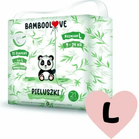 Pieluszki z Włóknem Bambusowym Rozmiar  L 9-14 kg (21szt.) Bamboolove