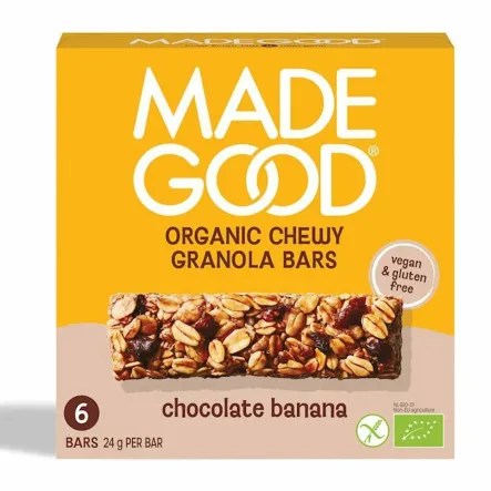 Batoniki Granola z Czekoladą i Bananem Bezglutenowe Bio 144 g (6 x 24 g) - Made Good