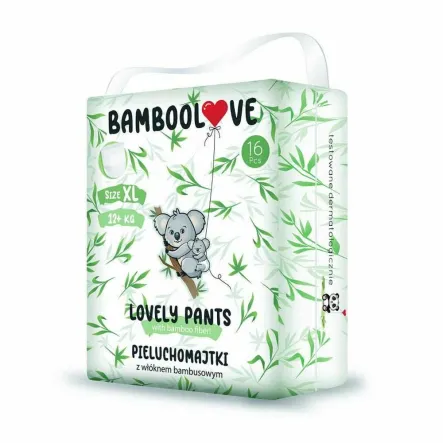 Pieluchomajtki z Włóknem Bambusowym Rozmiar XL (12+ kg) 16 Sztuk - Bamboolove