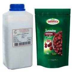 Kwas L-Askorbinowy 1 kg Witamina C CZDA 1000 g  Stanlab ( Ascorbic Acid ) + Żurawina Suszona Cała 1 kg - Targroch