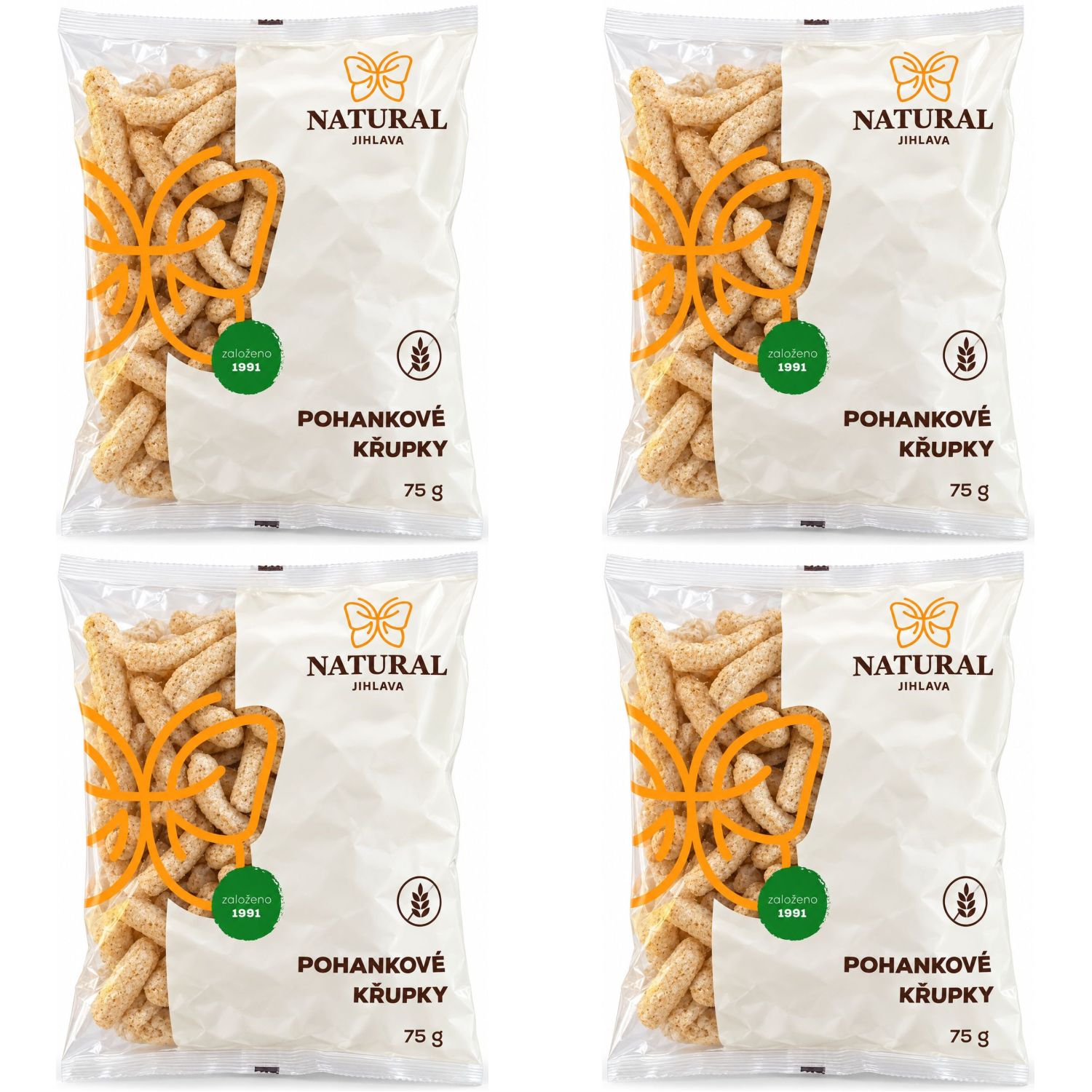 Zestaw 4 x Chrupki Gryczane Bezglutenowe 75 g - Natural Jihlava