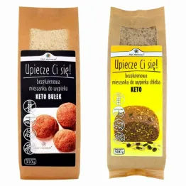 Zestaw Mieszanka do Wypieku Keto Bułek Bezglutenowa 310 g - Pięć Przemian +  Mieszanka Chleba Bezglutenowego Keto 500 g - Pięć Przemian