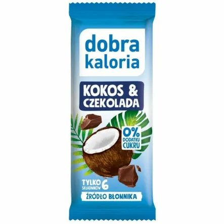 Baton Kokos i Czekolada Bez Dodatku Cukru 33 g - Dobra Kaloria