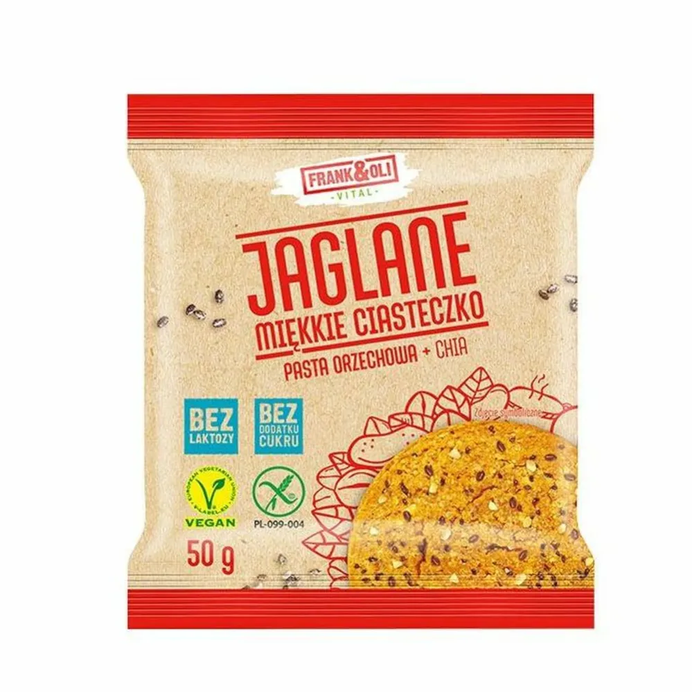 Ciasteczko Pasta Orzechowa +Chia Bezglutenowe 50 g - Frank & Oli